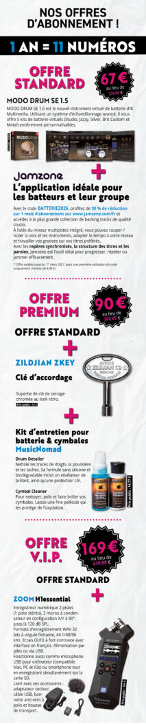 Abonnement papier | Batterie.Batteur Magazine